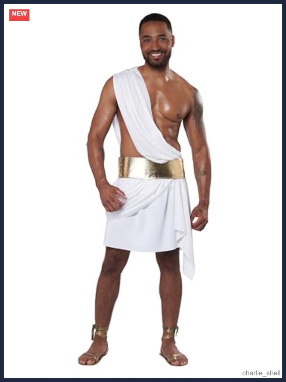 Men's Toga God Costume L/XL Greek Roman Halloween Skirt Drape